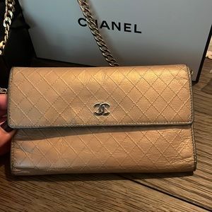 Gold Chanel authentic wallet